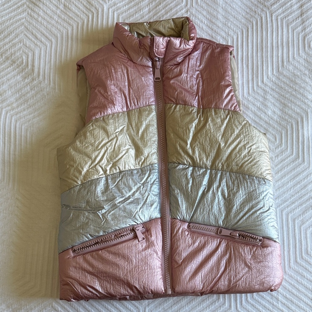 Tucker and Tate Kids Metallic Pink and Silver Puffer Vest